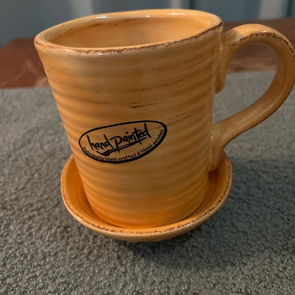 NWT Rustic Yellow Mug and Saucer by Rustico